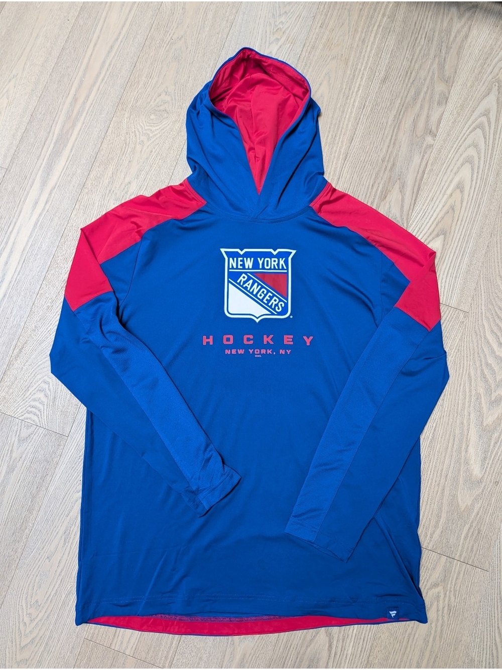 Fanatics Blue and Red NY Rangers Pullover Hoodie